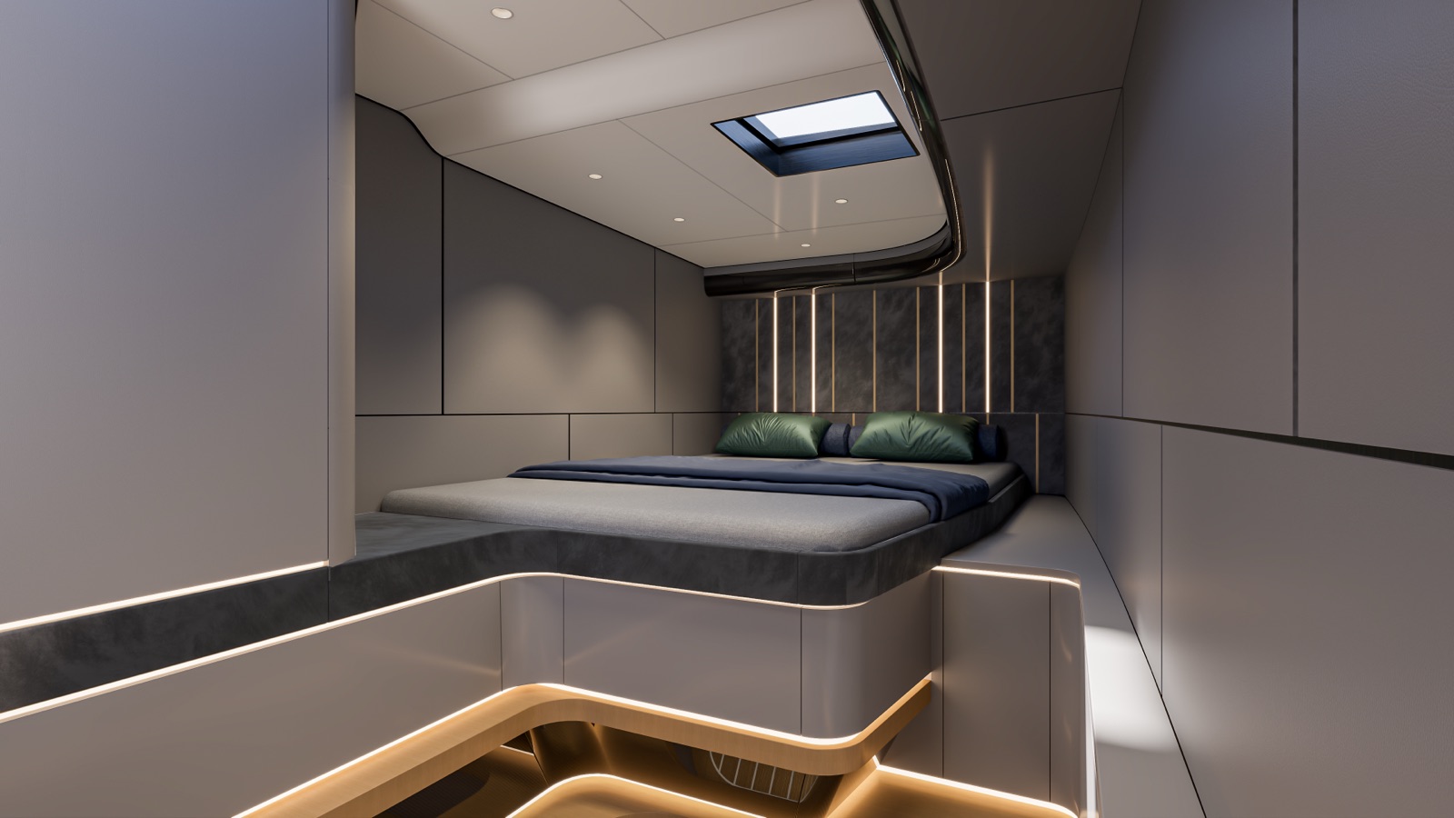VYBE 43 interior — ambient lighting and premium materials